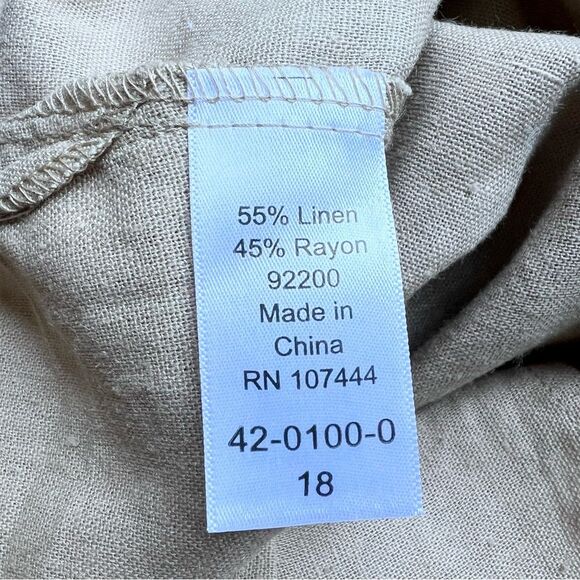 NEW Jessica London Linen Blend Tunic Blouse Button Roll-tab 3/4 sleeves Sz 18 - Picture 6 of 12